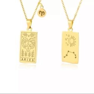 Aries Tarot Zodiac Symbol In 18k GP Double Sided